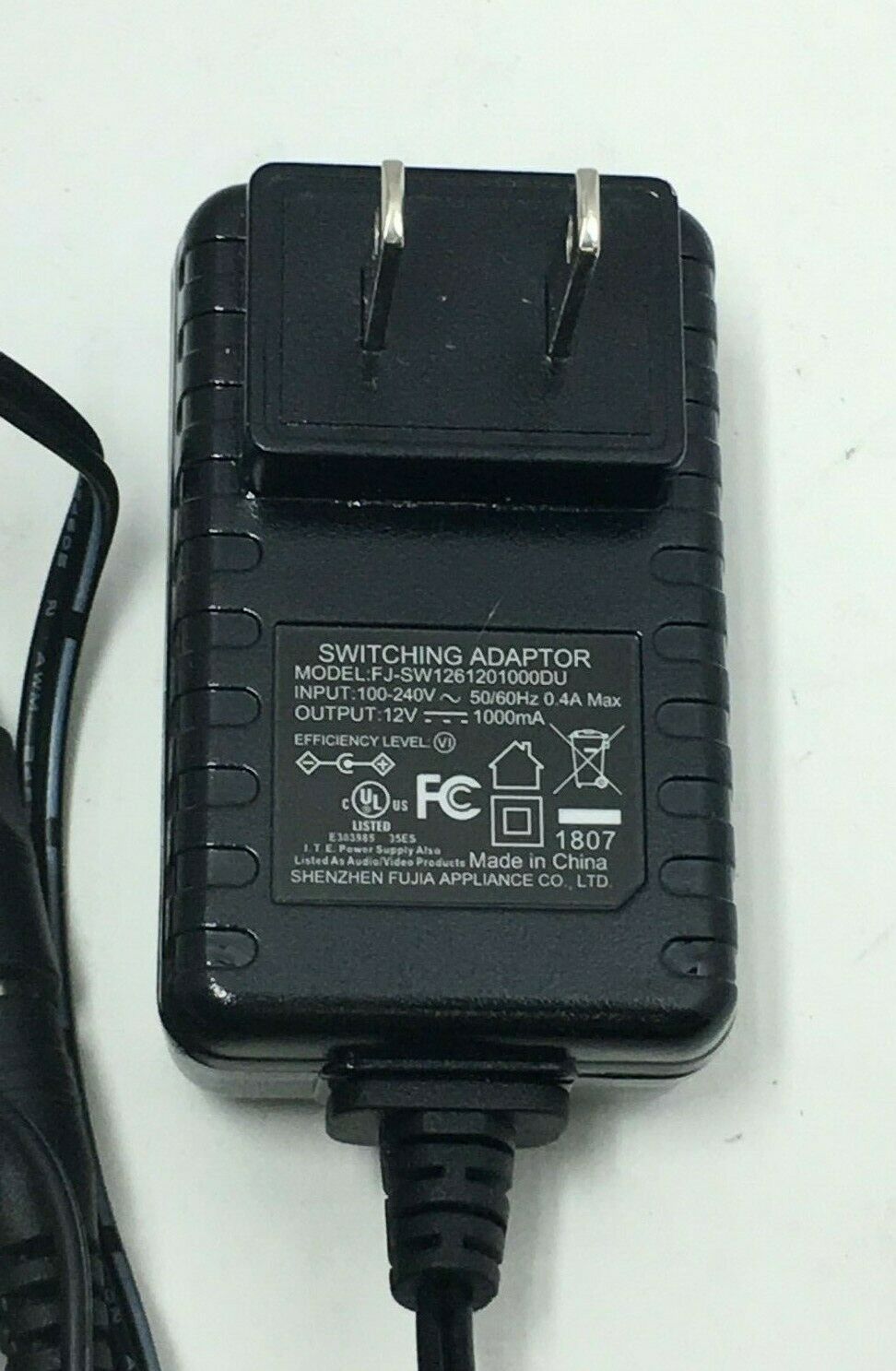 *Brand NEW* FJ-SW1261201000DU 12V 1000mA Adapter Class 2 Power supply